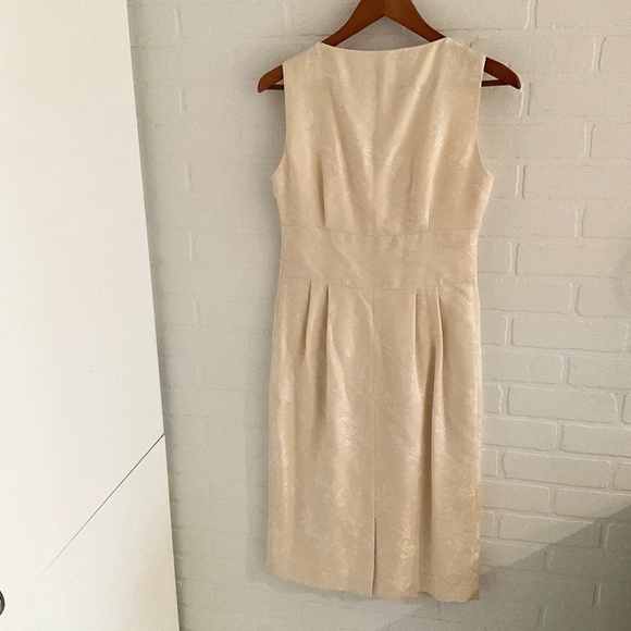 Vintage Y2K Midi dress Gown Babydoll Bow Cream Vanilla Floral Jacquard 8 - Picture 10 of 16